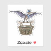 Pteranodon met een mandje sticker (Vel)