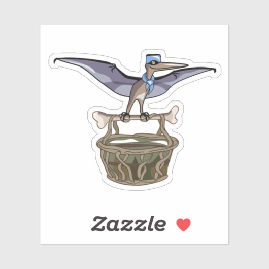 Pteranodon met een mandje sticker (Vel)