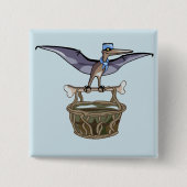 Pteranodon met een mandje vierkante button 5,1 cm (Voorkant)
