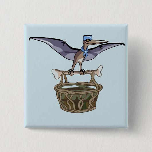 Pteranodon met een mandje vierkante button 5,1 cm (Voorkant)