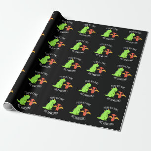 Ptero-ble Puns zijn rauwe dinosaur pun Dark BG Cadeaupapier