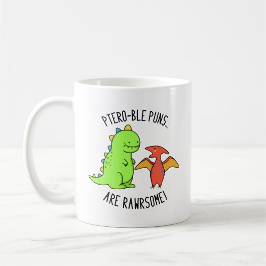 Ptero-ble Puns zijn rauwe grappige dinosaur pun Koffiemok (Links)