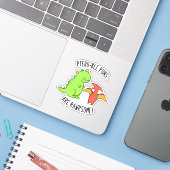 Ptero-ble Puns zijn rauwe grappige dinosaur pun Sticker (Laptop met iPhone)