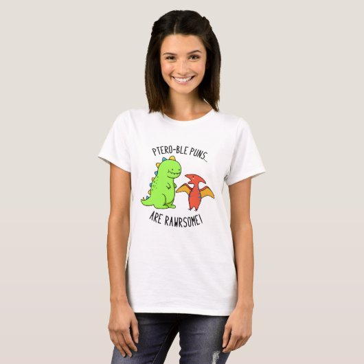 Ptero-ble Puns zijn rauwe grappige dinosaur pun T-shirt (Voorkant volledig)