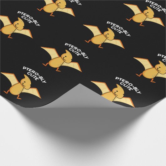Pterobly Schattige Funny Pterodactyl Pun Dark BG Cadeaupapier (Hoek)