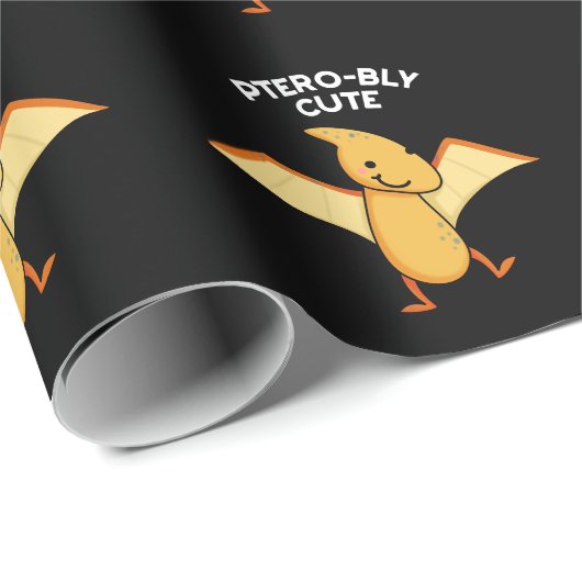 Pterobly Schattige Funny Pterodactyl Pun Dark BG Cadeaupapier (Rol Hoek)