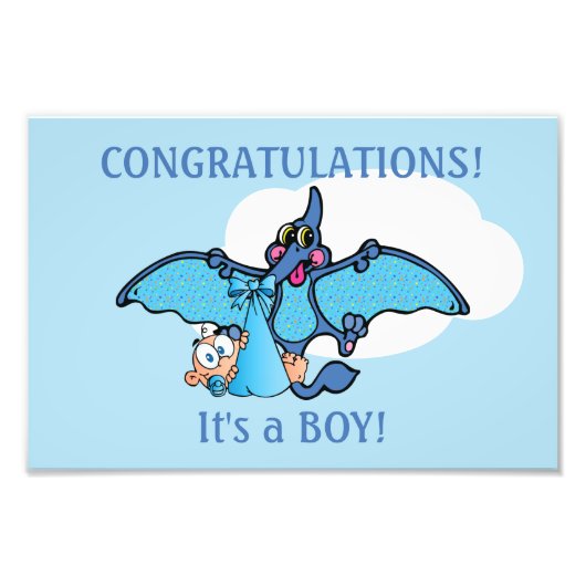 Pterodactyl Dinosaur Het is een Baby shower van ee Foto Afdruk (Voorkant)