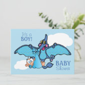 Pterodactyl Dinosaur Het is een Baby shower van ee Kaart (Staand voorkant)