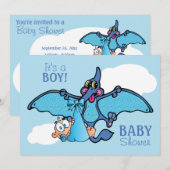Pterodactyl Dinosaur Het is een Baby shower van ee Kaart (Voorkant / Achterkant)