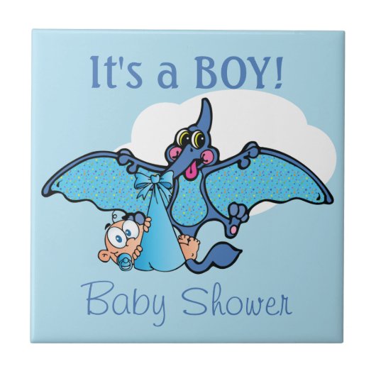 Pterodactyl Dinosaur Het is een Baby shower van ee Tegeltje (Voorkant)
