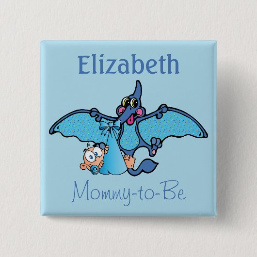 Pterodactyl Dinosaur Het is een Baby shower van ee Vierkante Button 5,1 Cm (Voorkant)