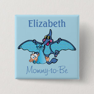 Pterodactyl Dinosaur Het is een Baby shower van ee Vierkante Button 5,1 Cm