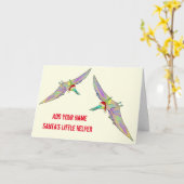Pterodactyl Festive Dinosaur Funny Santa Slogan Kaart (Gele Bloem)