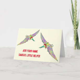Pterodactyl Festive Dinosaur Funny Santa Slogan Kaart