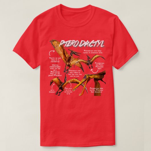 Pterodactyl Leuke Feiten T-shirt (Design voorkant)