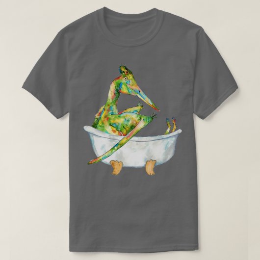 Pterodactyl nemen bad dinosaurus schilderij t-shirt (Design voorkant)