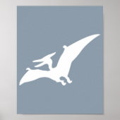 Pterodactyl Silhouette Nursery Wall Art Blue Dino Poster (Voorkant)