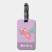 Pterodactyldinosaurus Girls Paarse Bagagelabel (Achterkant verticaal)