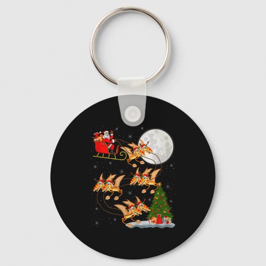 Pterodactyls Dinosaur Bird Santa Sleigh Flying Chr Sleutelhanger (Voorkant)