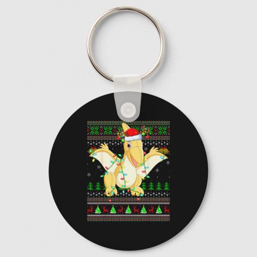 Pterodactyls Dinosaur Bird Ugly Christmas Sweaters Sleutelhanger (Voorkant)