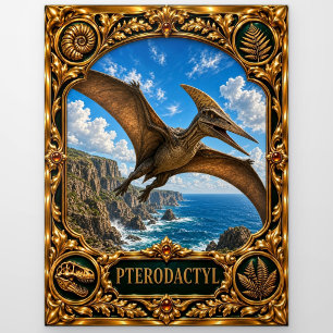 Pterodactylus, met juwelen bewerkt familiestuk briefkaart