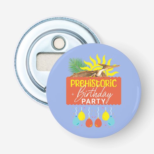 Pterodactylus Prehistorisch Verjaardagsfeestje Button Flesopener (Voorkant)
