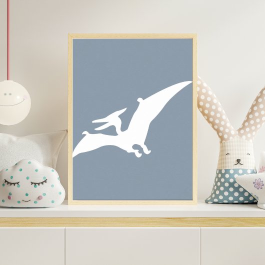 Pterodactylus Silhouette Kinderkamer Muur Kunst Bl Poster