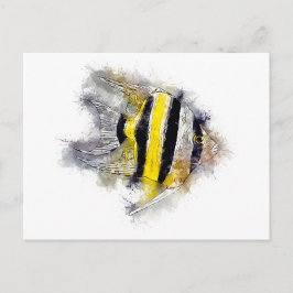 Pterophyllum AngelFish Waterverf Aquarium cadeau Briefkaart