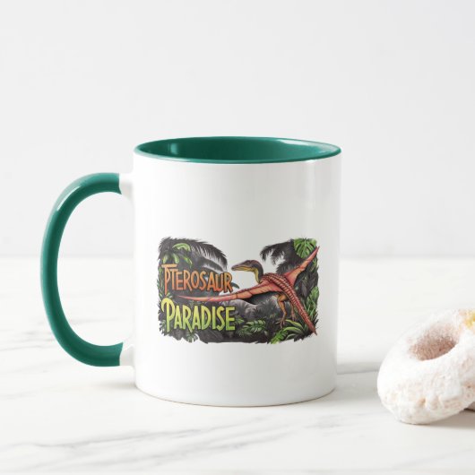 Pterosaur Paradise - Vliegende Dinosaurus Oerwoud Mok (Met donut)