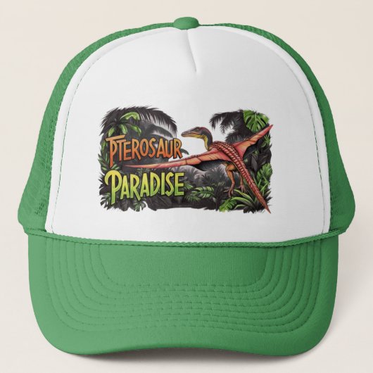 Pterosaur Paradise - Vliegende Dinosaurus Oerwoud Trucker Pet (Voorkant)