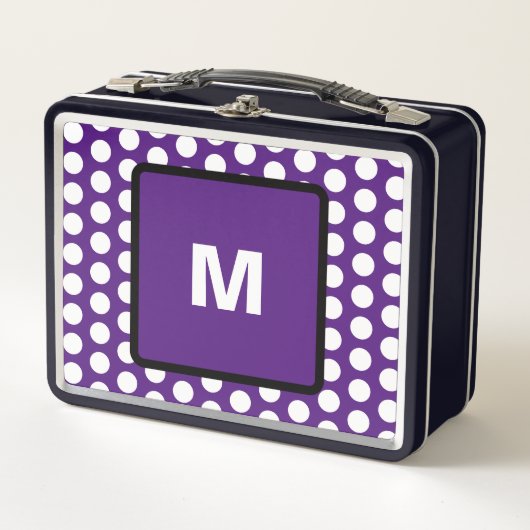 Ptetty Monogram Paarse Witte Polka Dots (Voorkant)