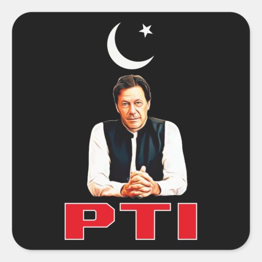 PTI Pakistani Party Support Imran Khan Vierkante Sticker (Voorkant)