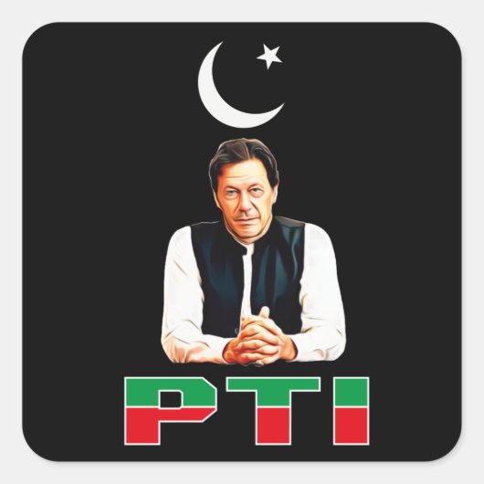 PTI Pakistani Party Support Imran Khan Vierkante Sticker (Voorkant)