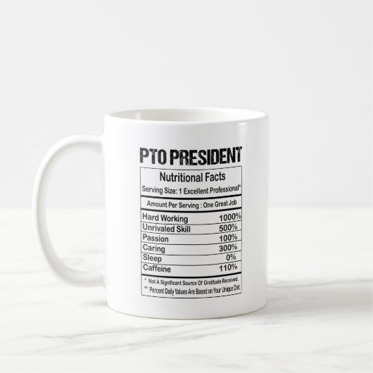 Pto President Nutrition Facts Coffee Mug Koffiemok (Links)