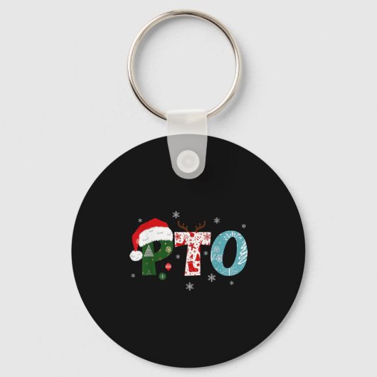 Pto Santa Hat Reindeer Parent Teacher Organization Sleutelhanger (Voorkant)