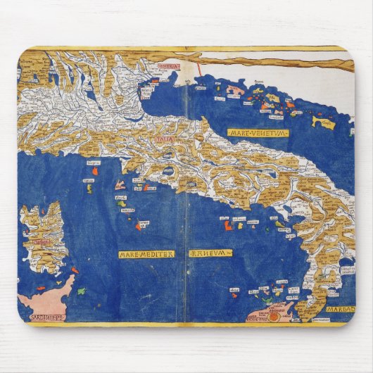 Ptolemaic Map of Italy, 1482 (gekleurde litho) Muismat (Voorkant)