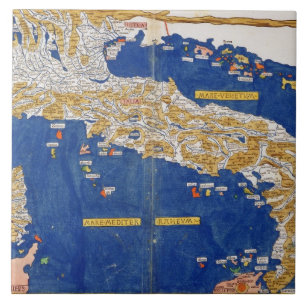 Ptolemaic Map of Italy, 1482 (gekleurde litho) Tegeltje
