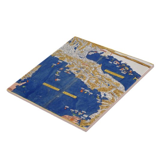 Ptolemaic Map of Italy, 1482 (gekleurde litho) Tegeltje (Zijkant)