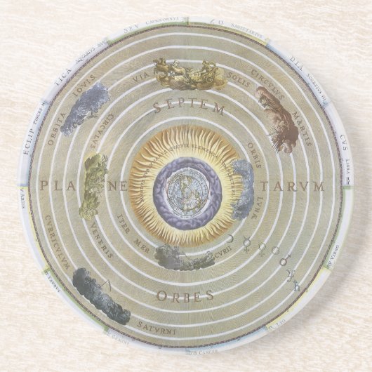 Ptolemaic Planisphere door Andreas Cellarius Zandsteen Onderzetter (Voorkant)