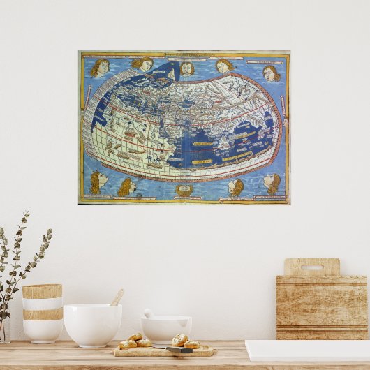 Ptolemaïsche Wereldkaart Poster (Keuken)