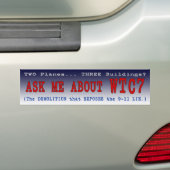 PTP's "Vraag me over WTC7" bumpersticker - Stijl A (Op auto)