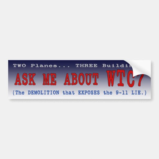 PTP's "Vraag me over WTC7" bumpersticker - Stijl A (Voorkant)