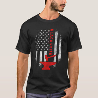Ptriotic Blacksmith - Distress USA Flag Blacksmi T-shirt