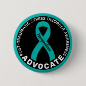 PTSD Awareness Advocate Black Button (Voorkant)
