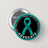 PTSD Awareness Advocate Black Button (Voorkant /achterkant)