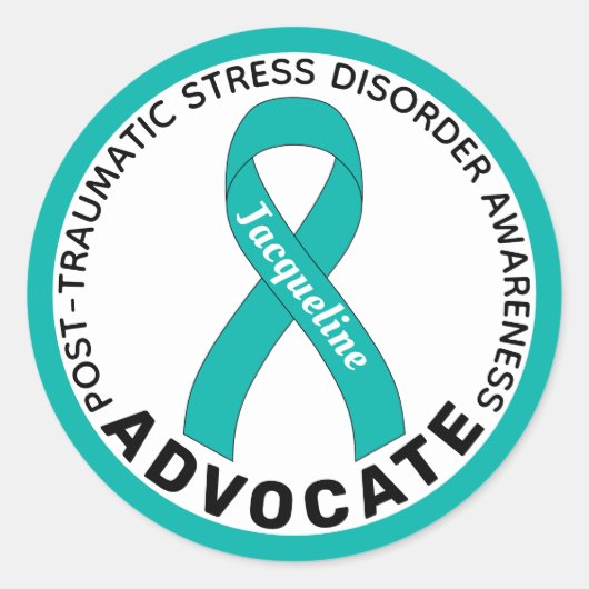 PTSD Awareness Advocate White Round Sticker (Voorkant)