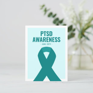 PTSD Awareness Blauwgroen Ribbon Briefkaart