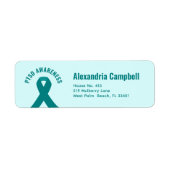 PTSD Awareness Blauwgroen Ribbon Etiket (Voorkant)