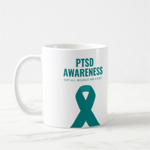 PTSD Awareness Blauwgroen Ribbon Koffiemok