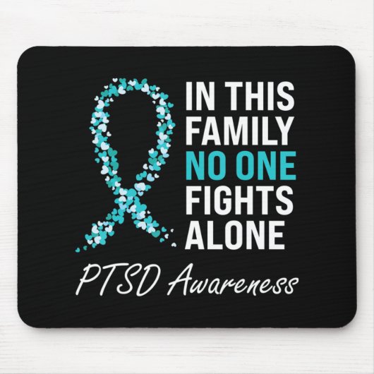 PTSD Awareness Blauwgroen Ribbon Muismat (Voorkant)